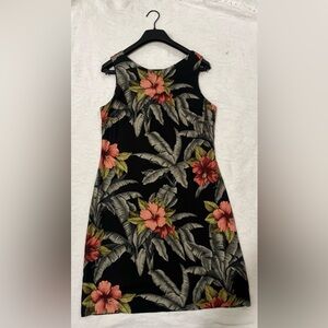 Tommy Bahama Black Dress with Pink and Green Floral Pattern